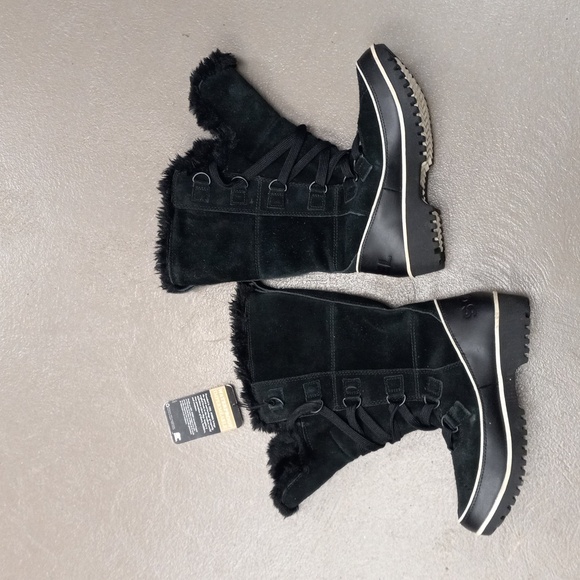 SOREL BLACK WINTER WATERPROOF FAUX FUR BOOTS - Picture 2 of 10